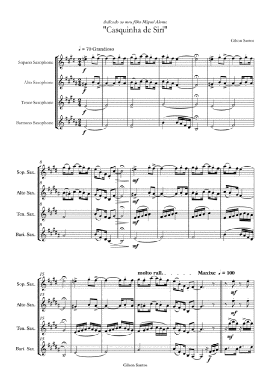 Casquinha de Siri - Saxophone Quartet Saxophone Quartet scores gallery preview page 4