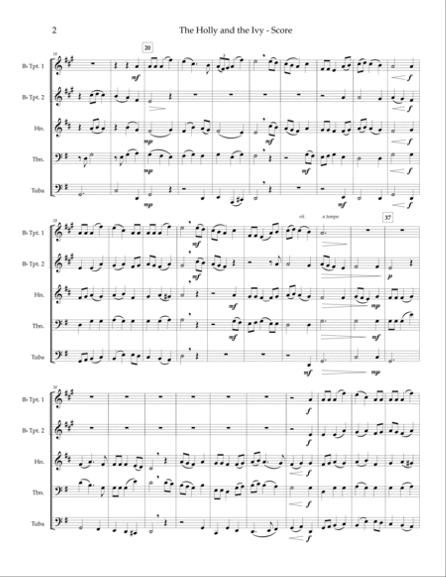 The Holly and the Ivy - brass quintet Brass Quintet scores gallery preview page 4