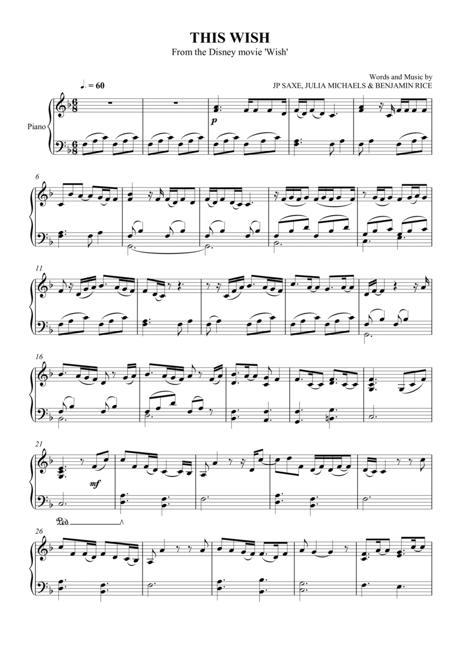 This Wish Piano Solo scores gallery preview page 1