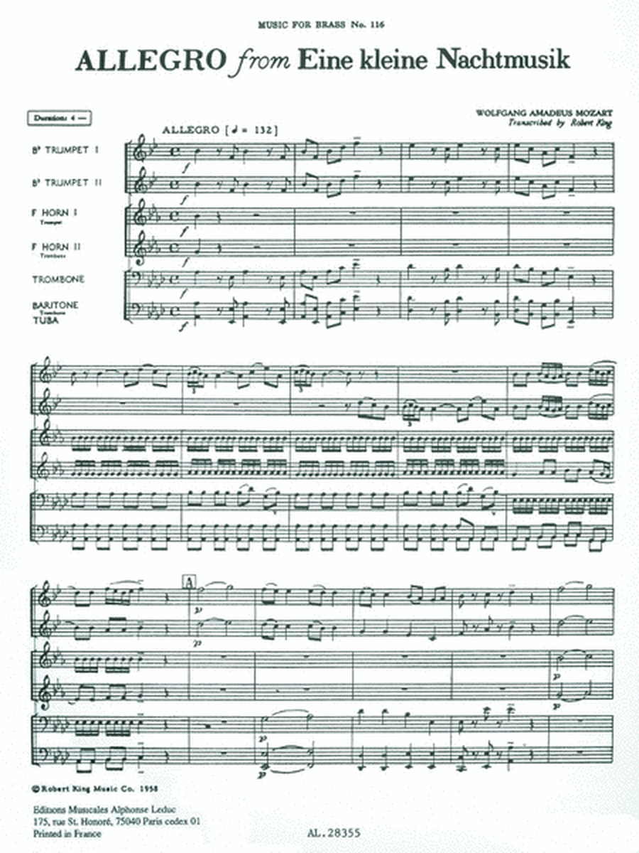 Allegro From 'eine Kleine Nachtmusik' (sextet-brass)