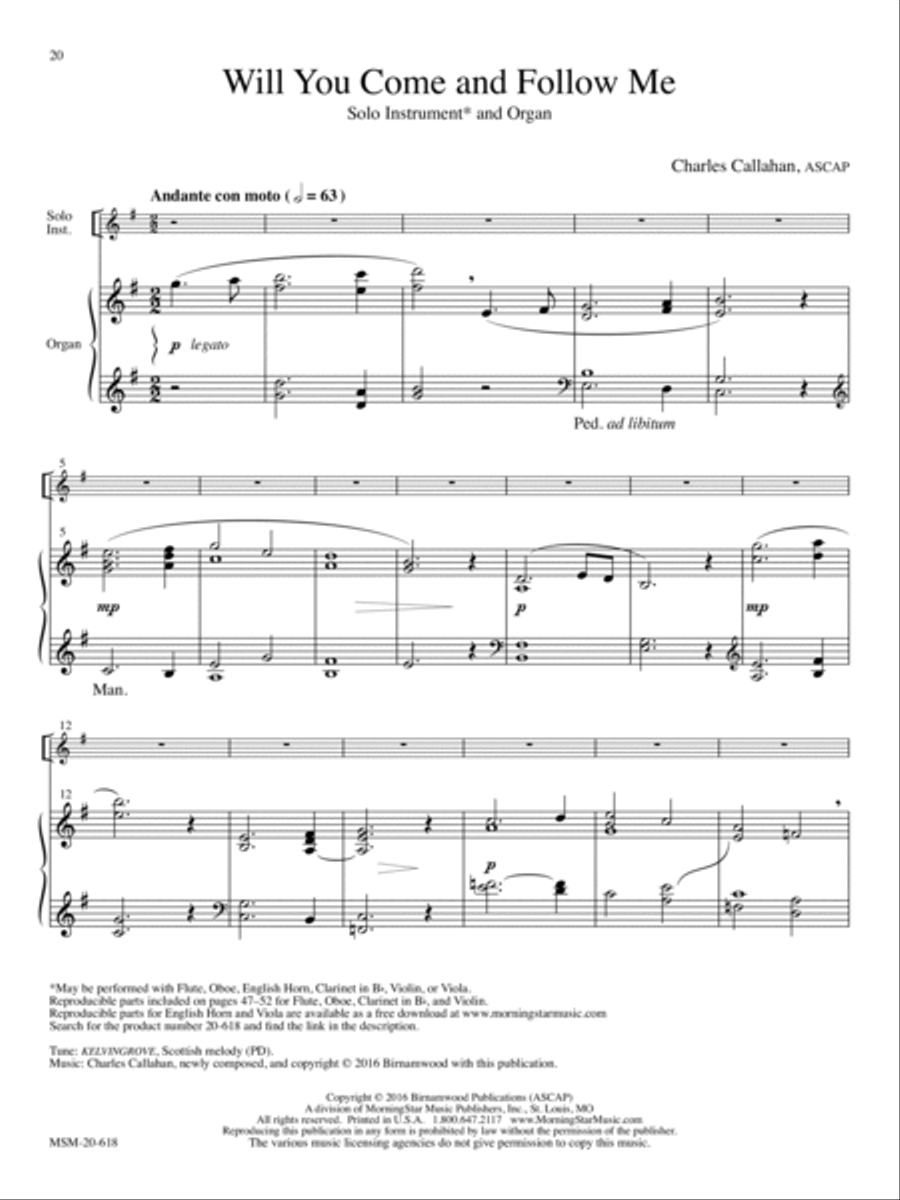 Will You Come and Follow Me Organ scores gallery preview page 1