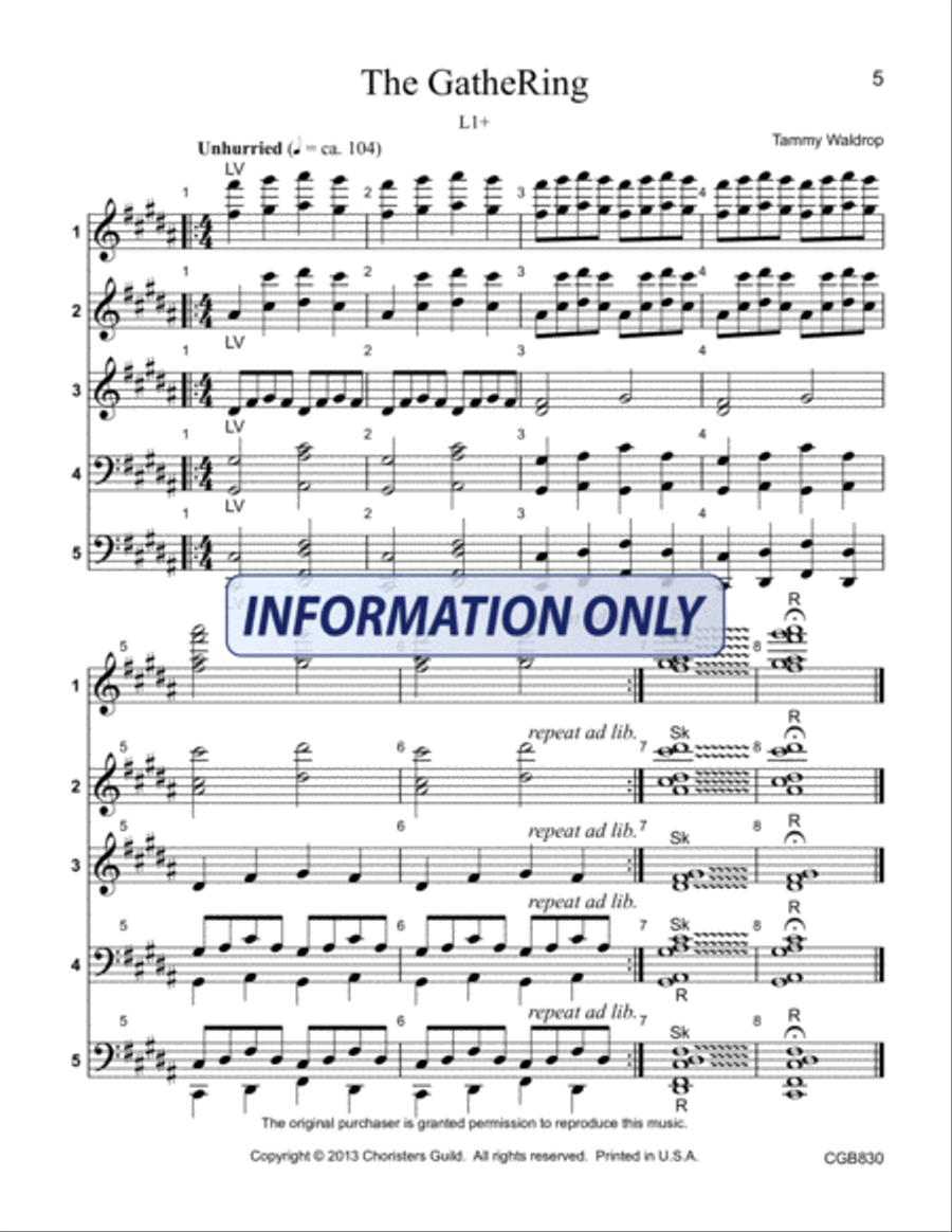 Spring Ring! (3-5 octaves) (Reproducible music for handbells or handchimes 5-Octaves scores gallery preview page 6