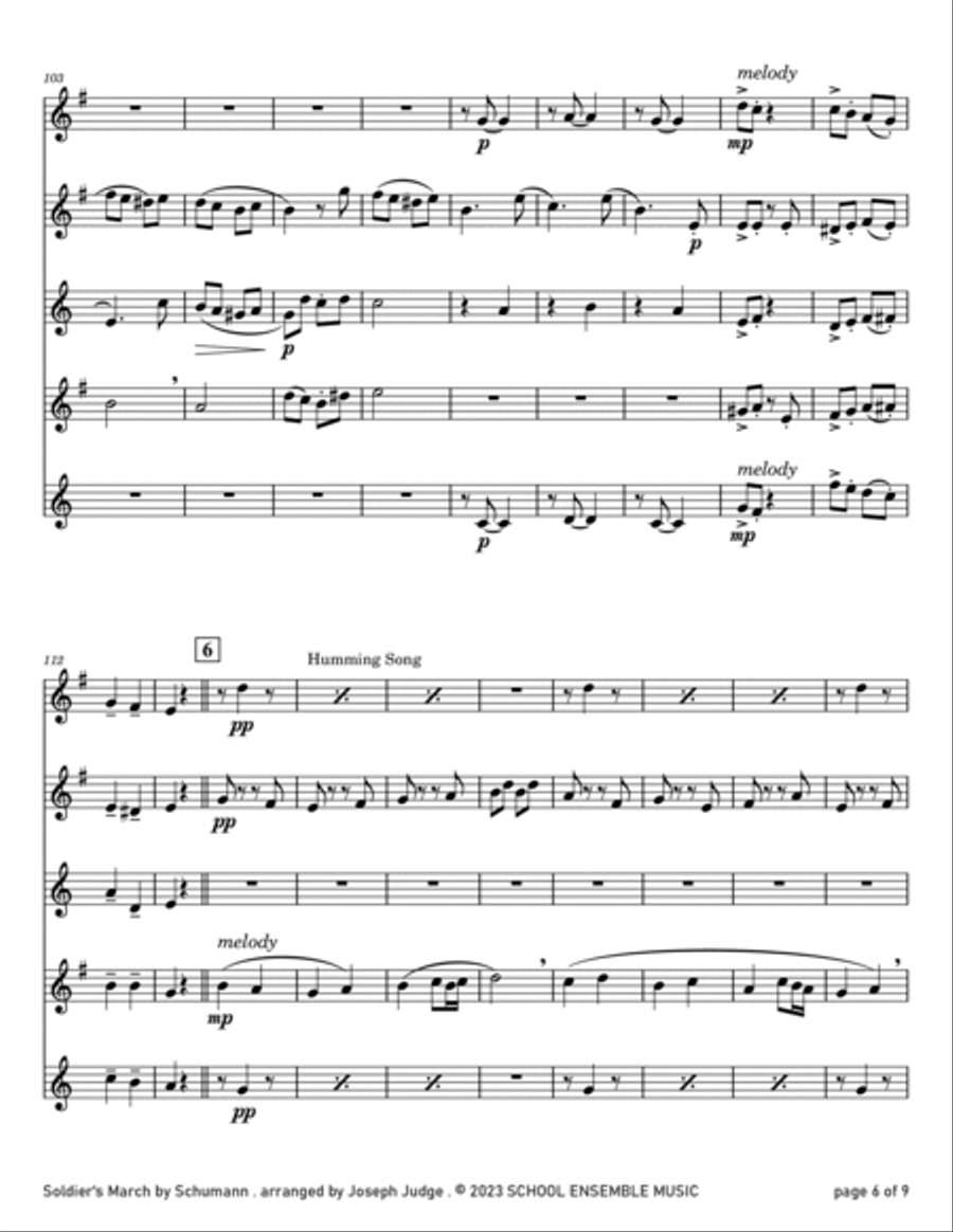 Soldier's March by Schumann for Saxophone Quartet in Schools Saxophone Quartet scores gallery preview page 6