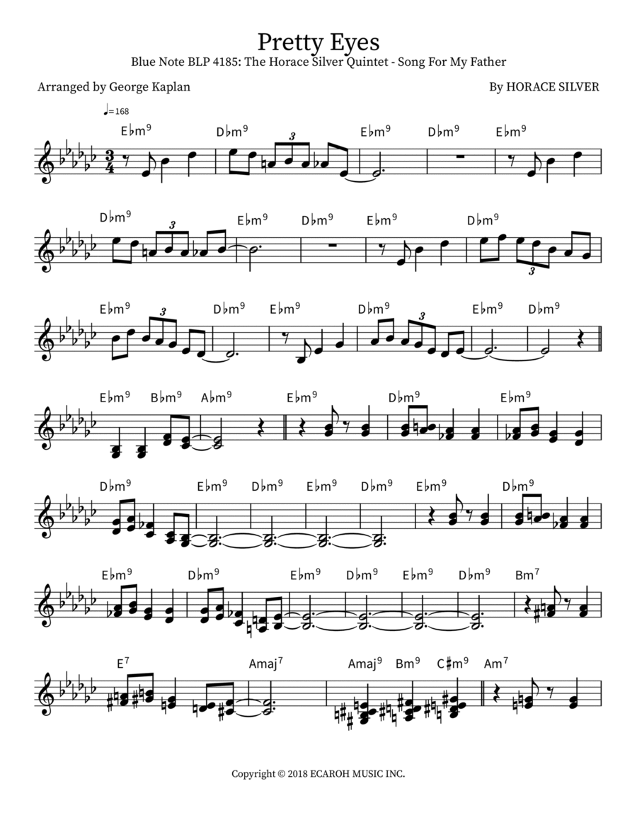 Pretty Eyes Piano scores gallery preview page 1