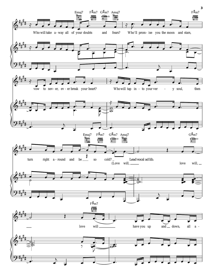 Love Will Piano, Vocal, Guitar scores gallery preview page 3