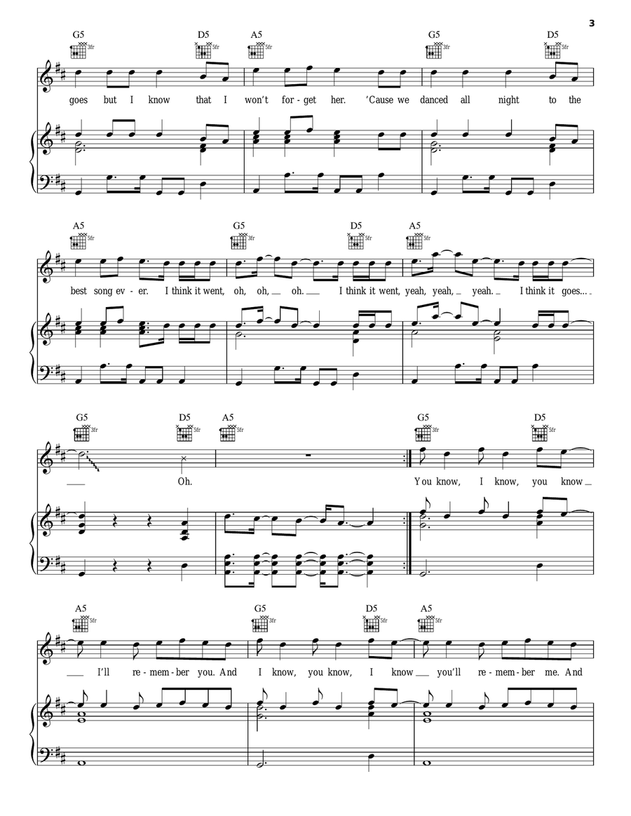 Best Song Ever Piano, Vocal, Guitar scores gallery preview page 3