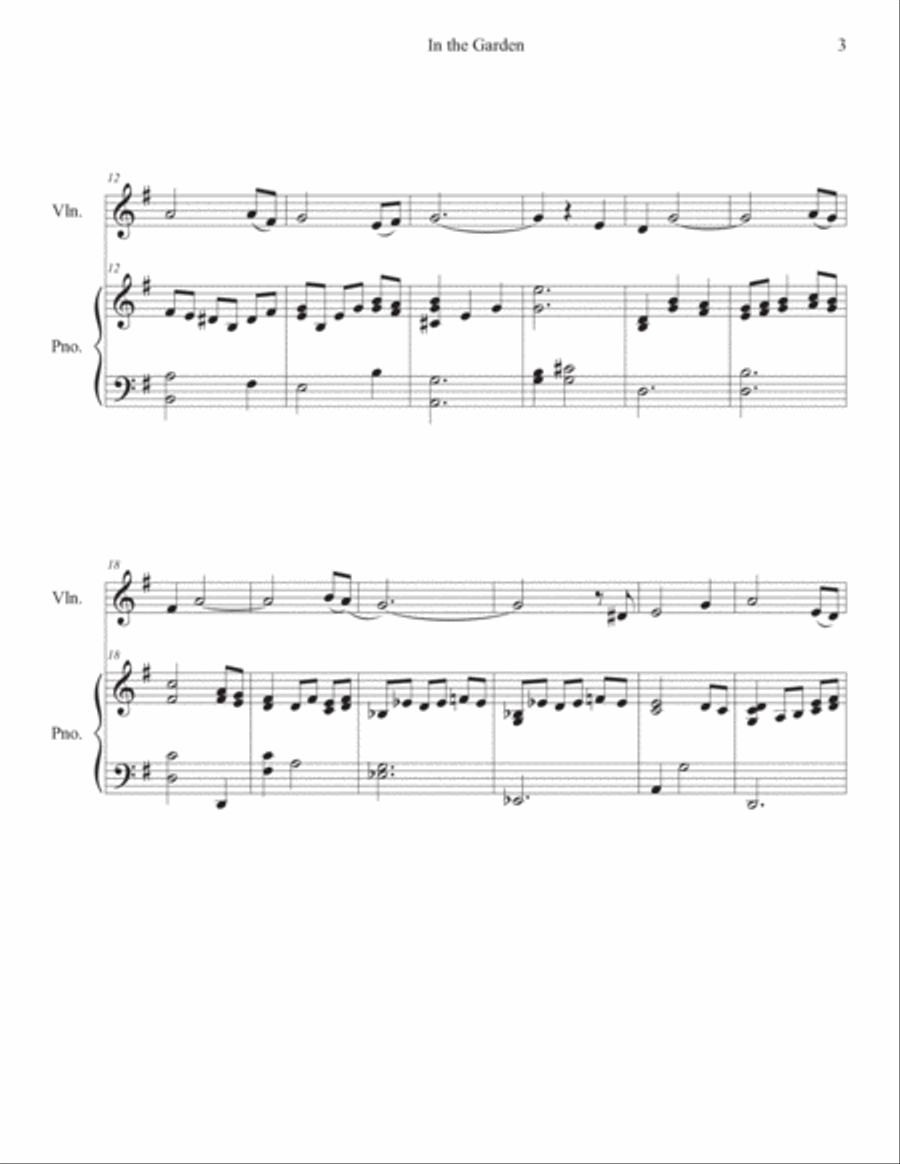In the Garden Intermediate Violin Solo in G Violin Solo scores gallery preview page 3