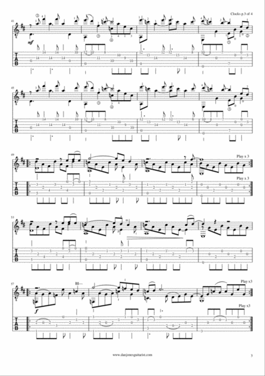 Clocks Guitar Solo scores gallery preview page 4