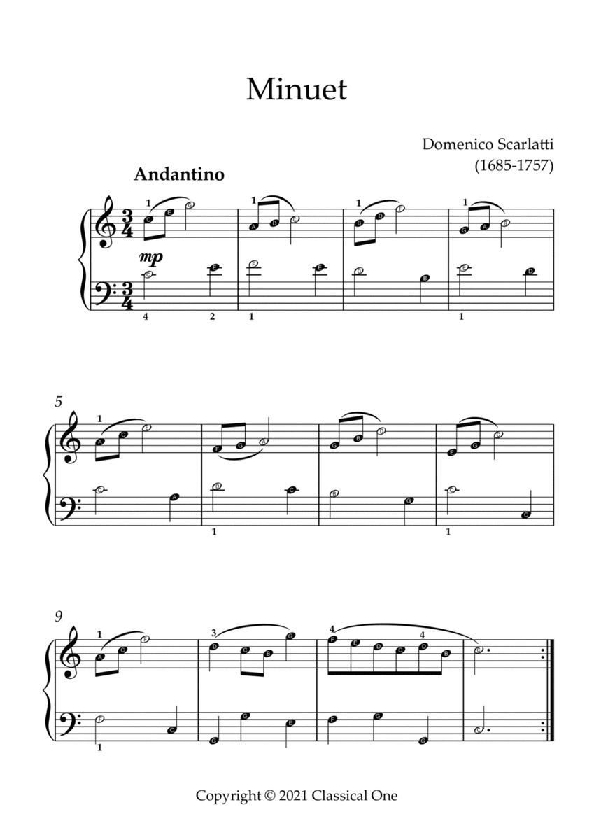 Scarlatti - Minuet(With Note name)