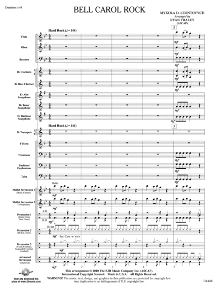 Bell Carol Rock: Score Concert Band scores gallery preview page 3
