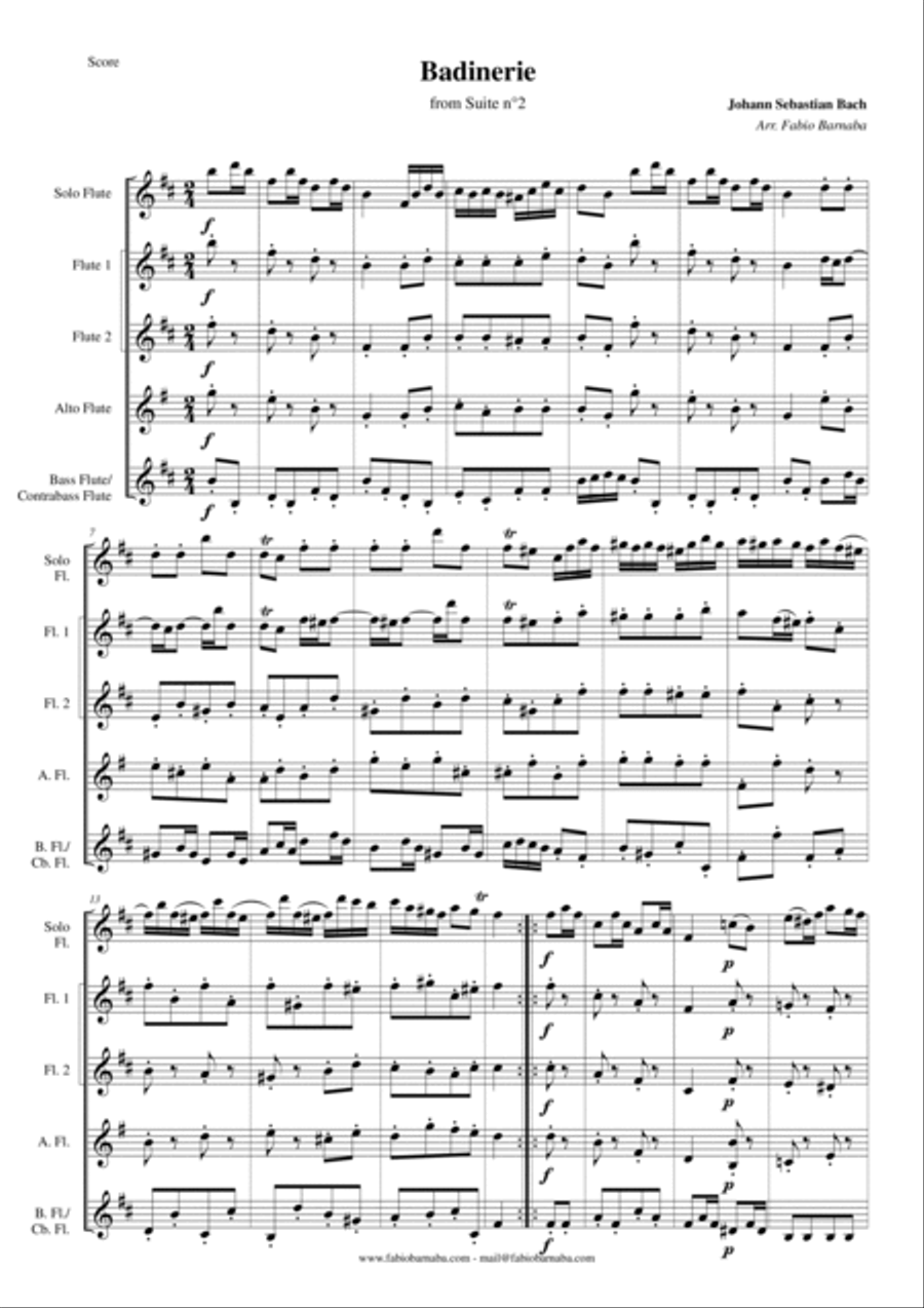 Bach's Badinerie from Suite n°2 - for Solo Flute and Flute Choir Flute Choir scores gallery preview page 2