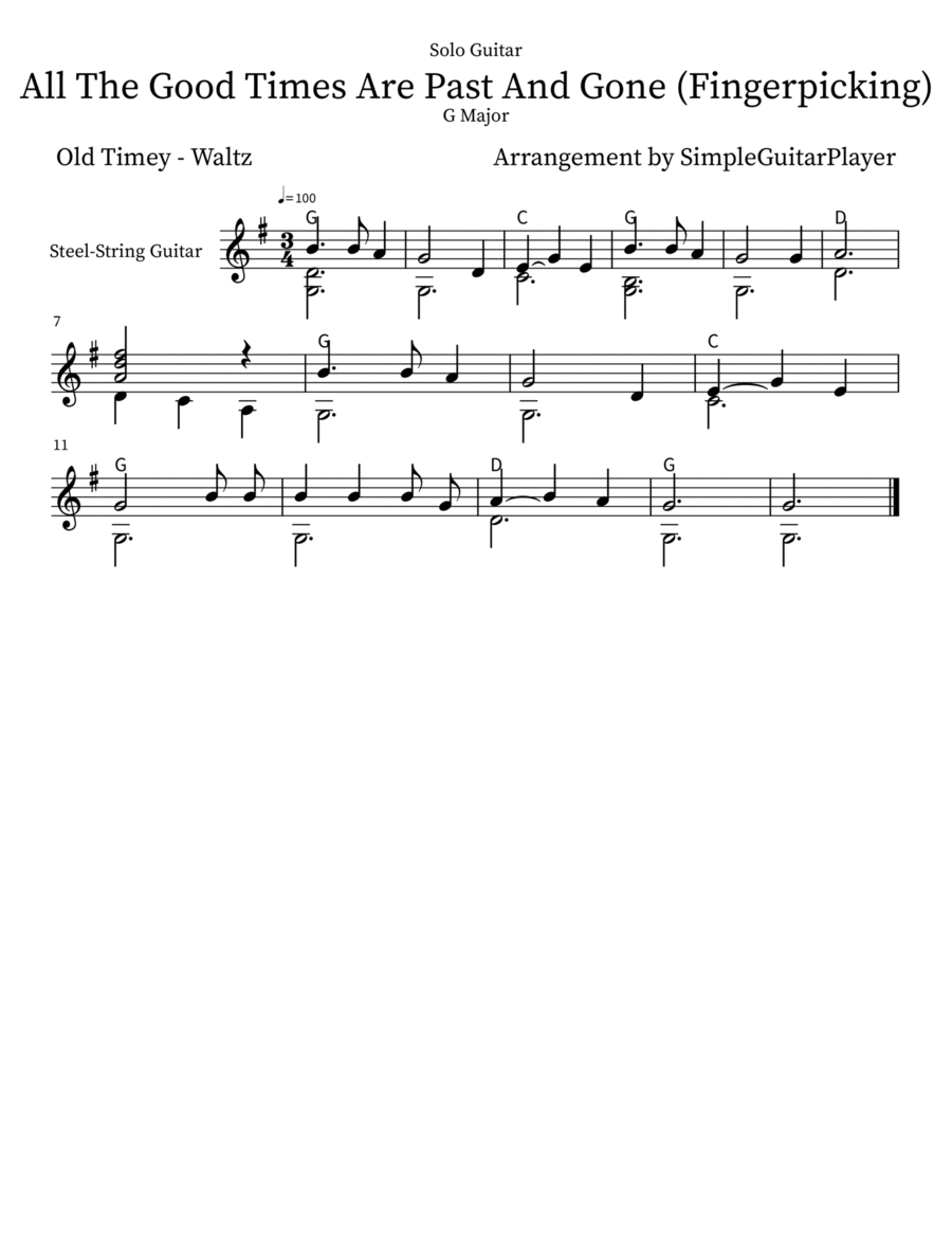 All The Good Times Are Past And Gone (Fingerpicking) Acoustic Guitar scores gallery preview page 1