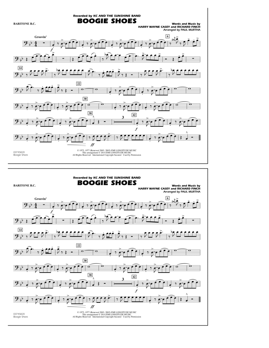 Boogie Shoes - Baritone B.C. Marching Band scores gallery preview page 1