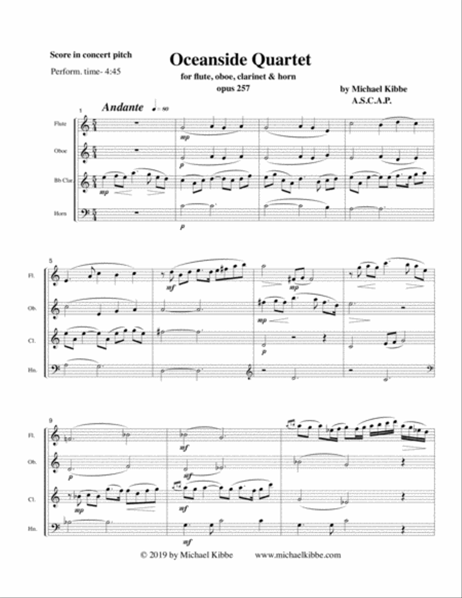 Oceanside Quartet, opus 257 Small Ensemble scores gallery preview page 2