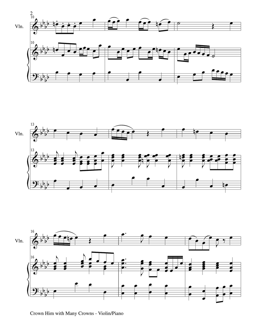 CROWN HIM WITH MANY CROWNS (Duet – Violin and Piano/Score and Parts) Violin scores gallery preview page 2