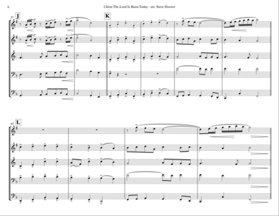 CHRIST THE LORD IS RISEN TODAY - EASTER BRASS QUINTET Brass Quintet scores gallery preview page 6