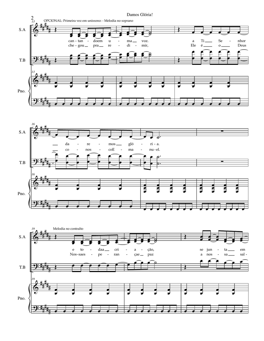 Damos Gloria (SATB com Piano) - PORTUGUES 4-Part scores gallery preview page 2