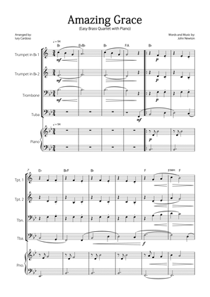 "Amazing Grace" - Beautiful EASY version for BRASS QUARTET and PIANO.