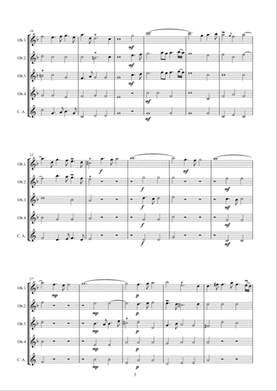 Concerto in F for five oboes Woodwind Quintet scores gallery preview page 3