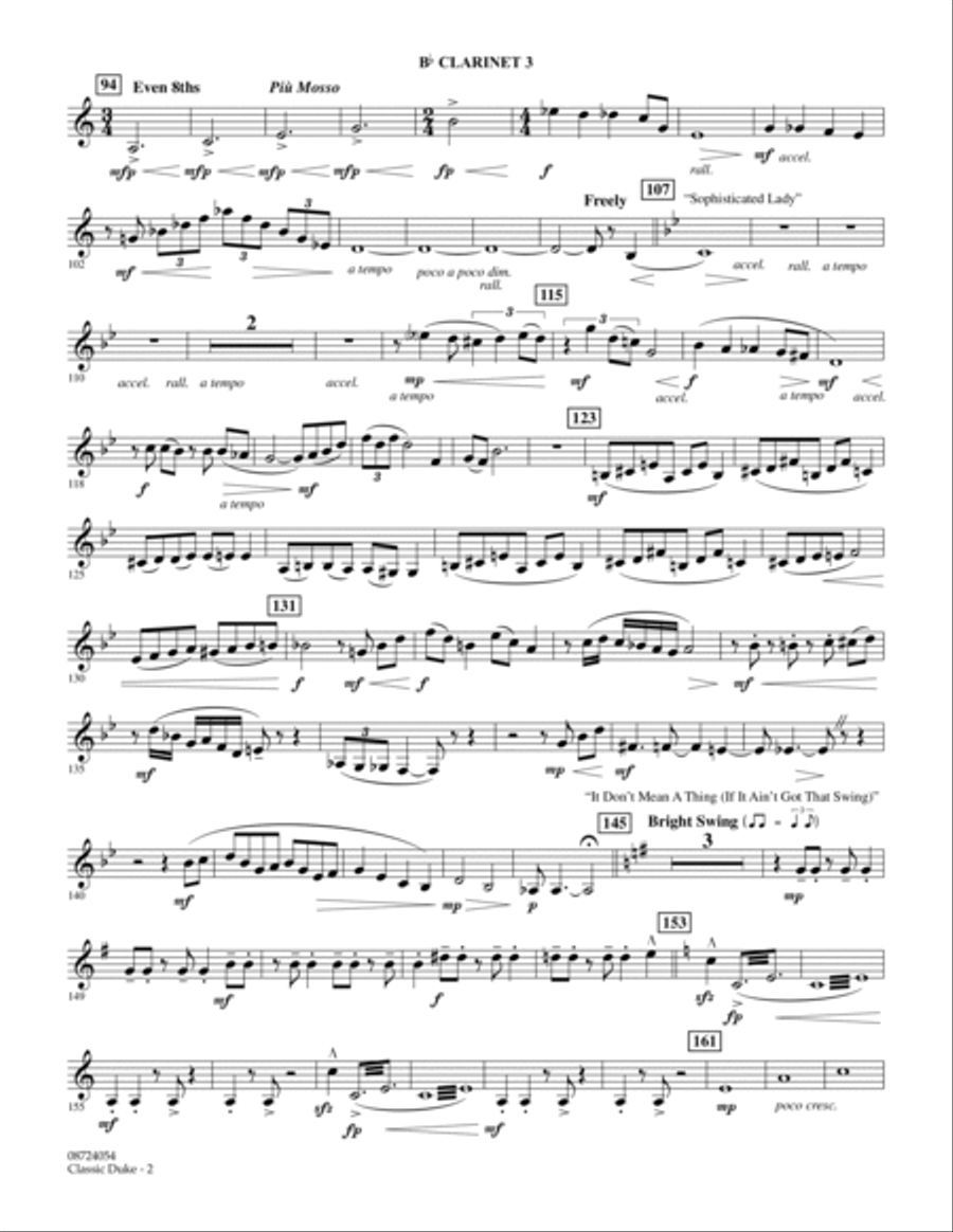 Classic Duke - Bb Clarinet 3 Concert Band scores gallery preview page 2