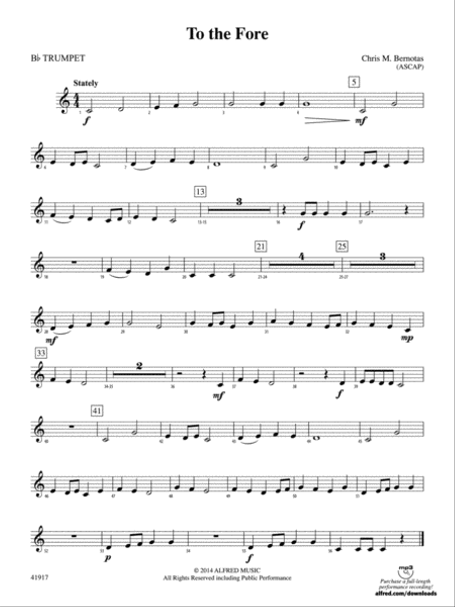 To the Fore: 1st B-flat Trumpet Concert Band scores gallery preview page 1