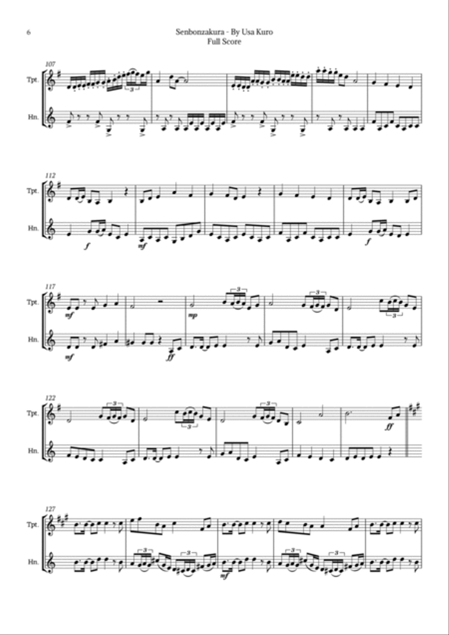 Senbonzakura Brass Duet scores gallery preview page 6
