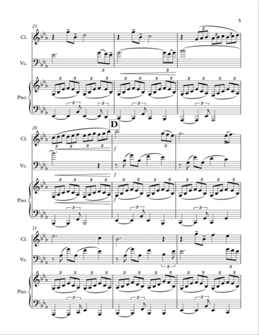 Amazing Grace, for Clarinet, Cello and Piano Clarinet scores gallery preview page 5