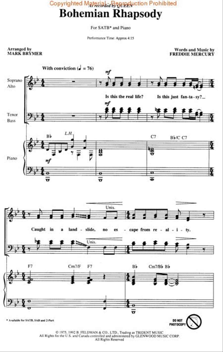 Bohemian Rhapsody 4-Part scores gallery preview page 2