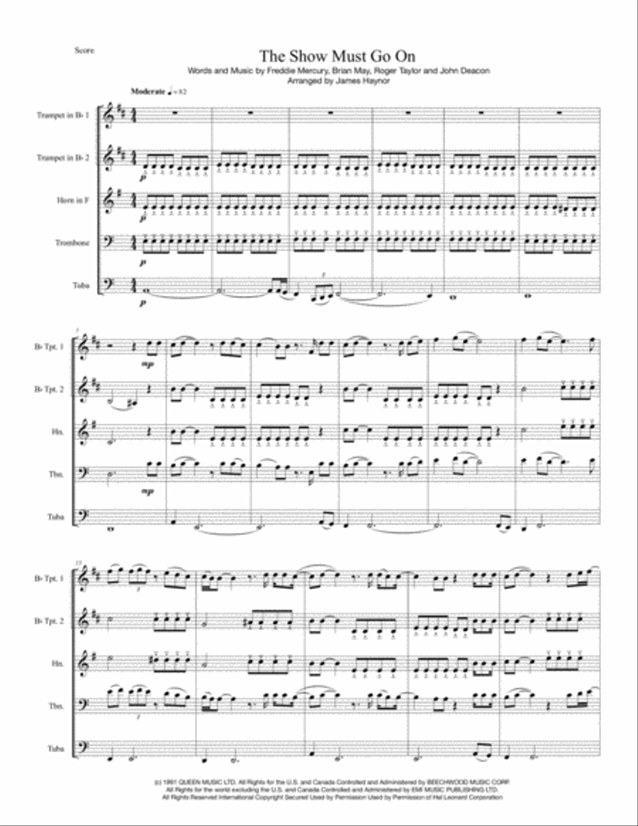 The Show Must Go On Brass Ensemble scores gallery preview page 3