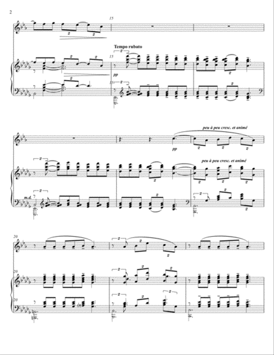 Debussy - Clair de Lune, transcribed for Clarinet in Bb and Piano B-Flat Clarinet scores gallery preview page 2