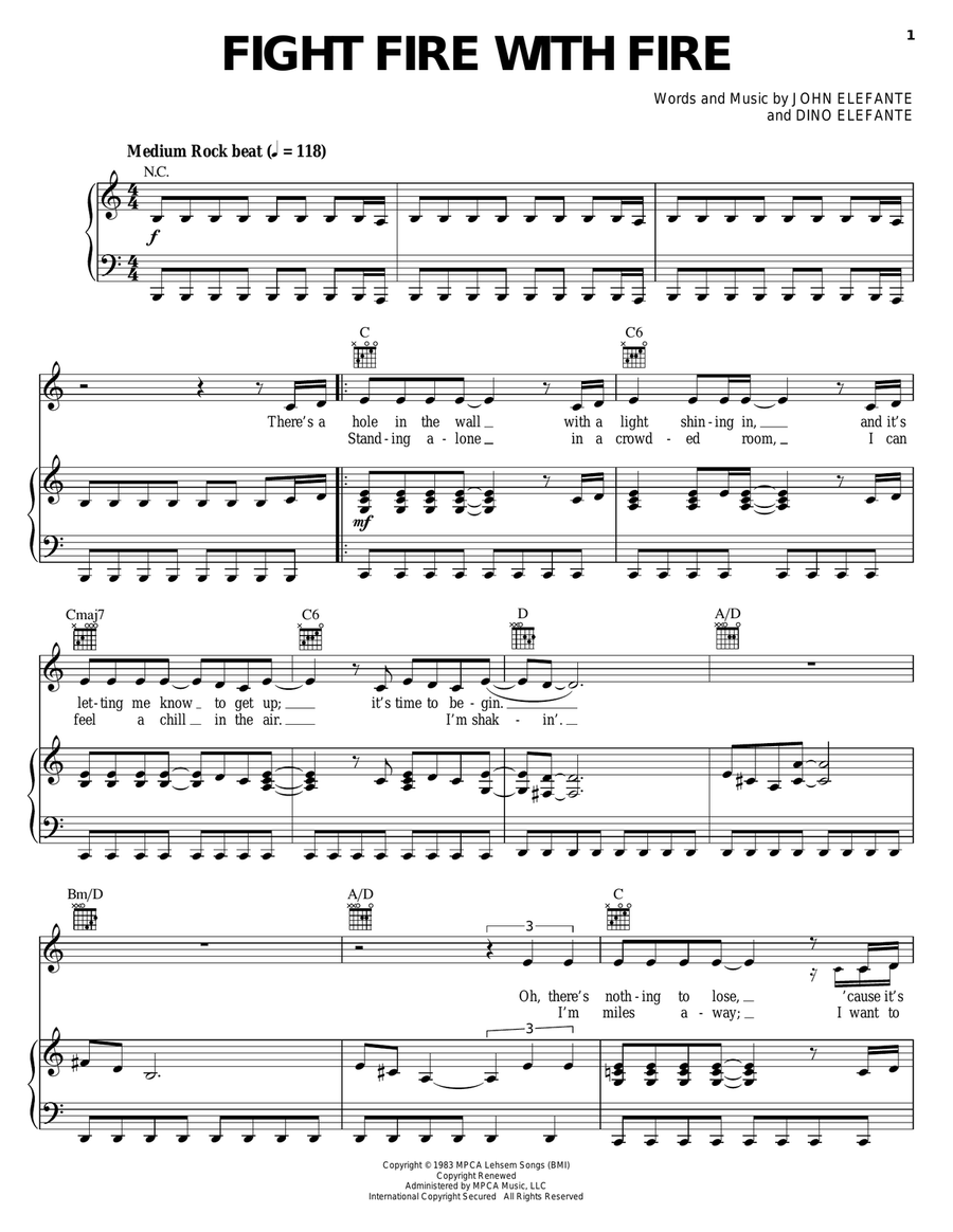 Fight Fire With Fire Piano, Vocal, Guitar scores gallery preview page 1