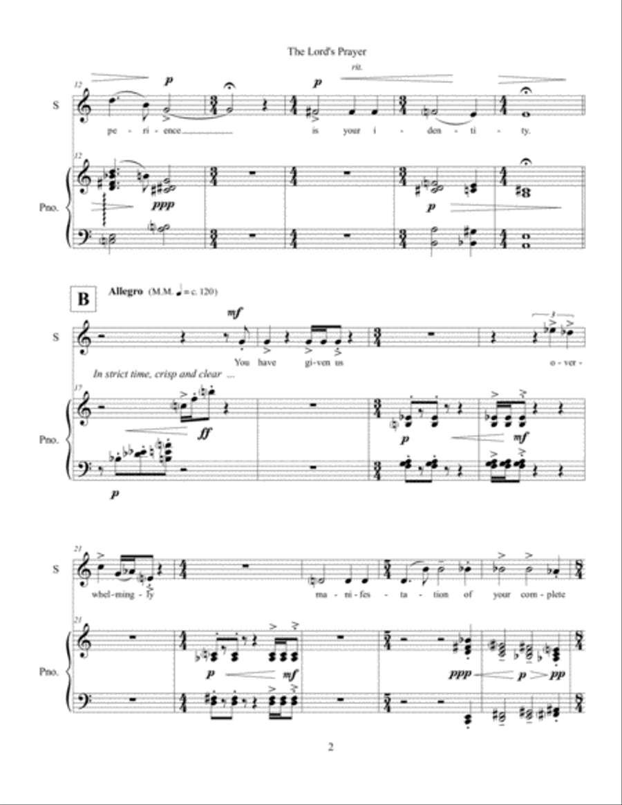The Lord's Prayer ... A Poem by R. Buckminster Fuller (2013) for soprano and piano Voice Solo scores gallery preview page 4