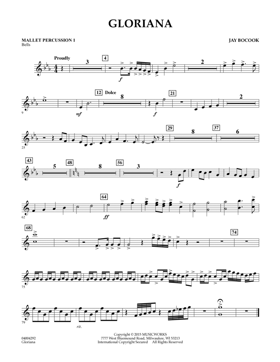Gloriana - Mallet Percussion 1 Percussion scores gallery preview page 1