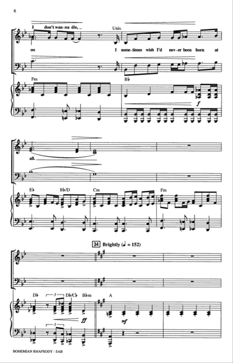 Bohemian Rhapsody (arr. Mark Brymer) 3-Part scores gallery preview page 5