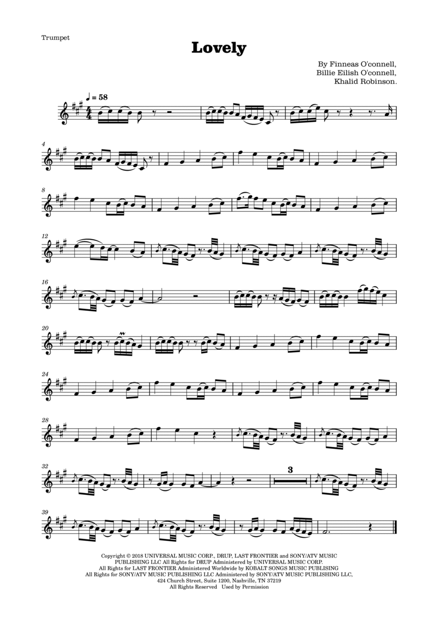 Lovely B-Flat Trumpet scores gallery preview page 1