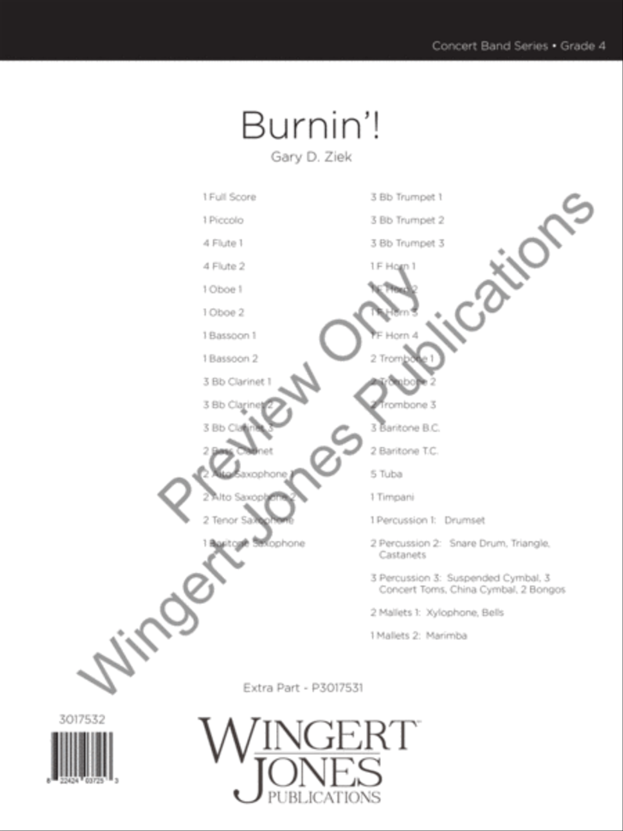 Burnin'! Burnin'! Concert Band scores gallery preview page 2