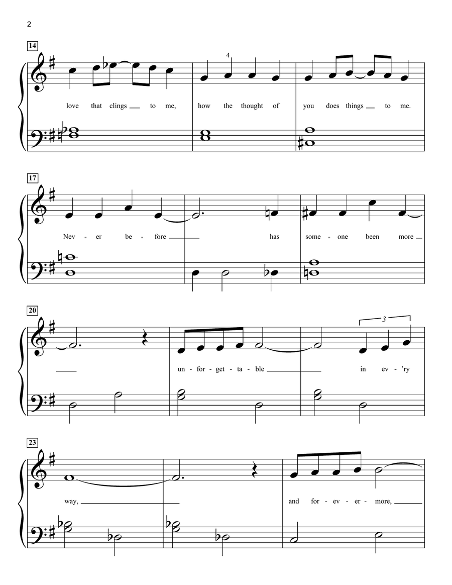 Unforgettable Easy Piano scores gallery preview page 2