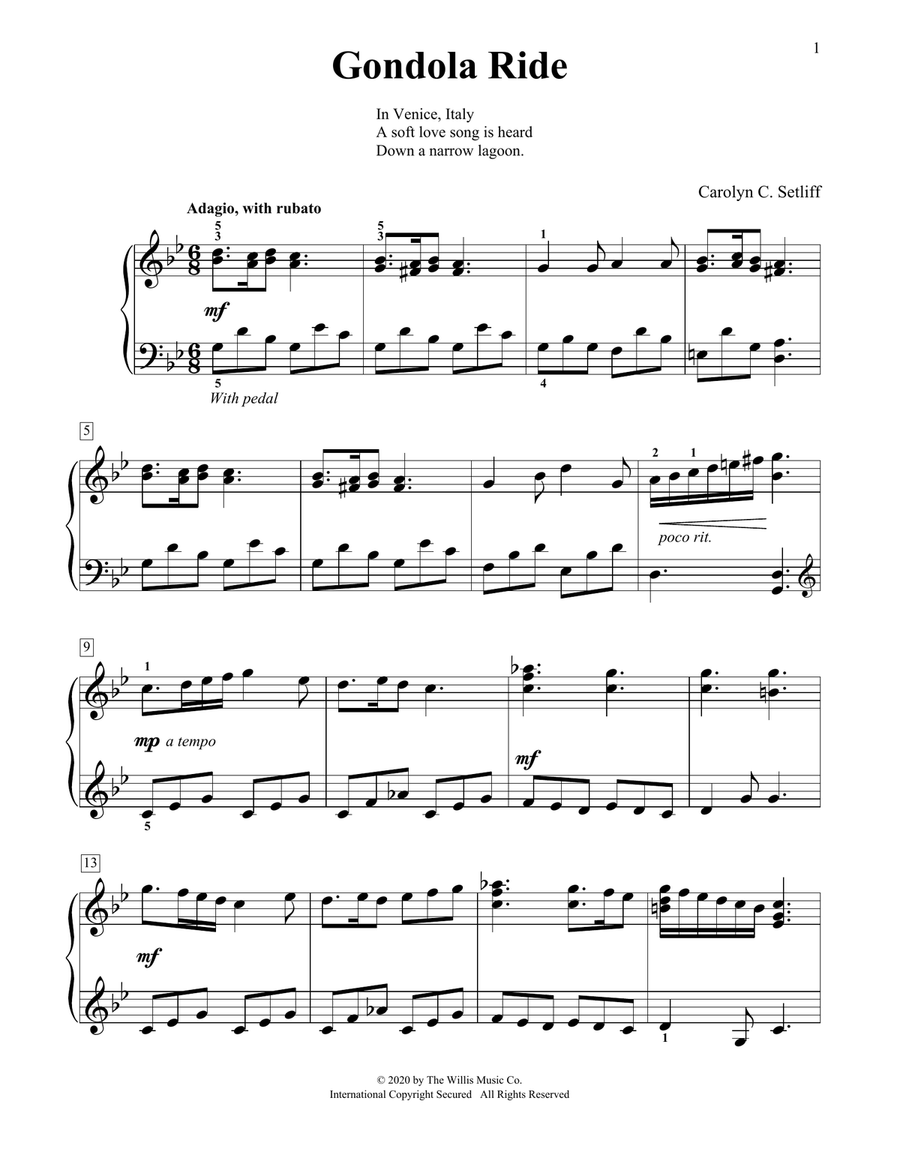 Gondola Ride Piano Method scores gallery preview page 1