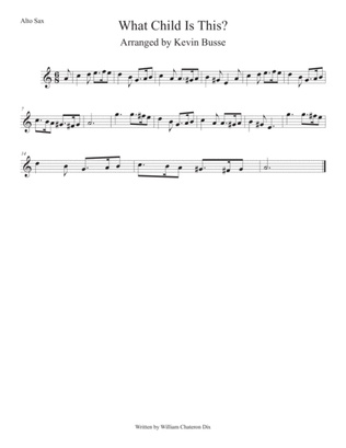 Book cover for What Child Is This? (Easy key of C) Alto Sax