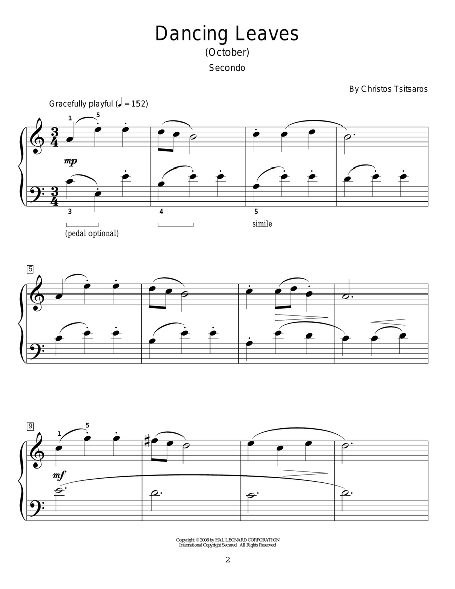 Dancing Leaves (October) Piano Duet scores gallery preview page 1