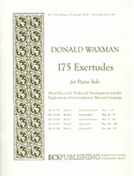 175 Exertudes, Book 2: Intermediate by Donald Waxman Piano Method - Sheet Music