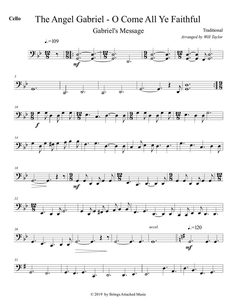 Angel Gabriel - O Come All Ye Faithful String Quartet scores gallery preview page 1