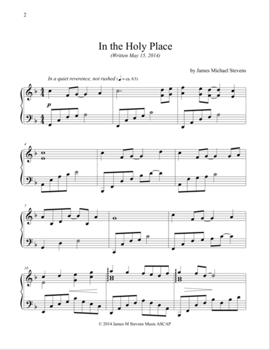 In the Holy Place Piano Solo scores gallery preview page 1