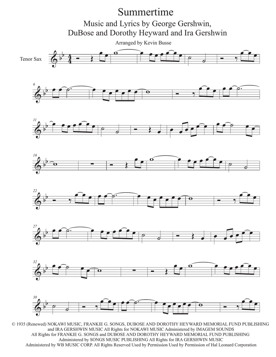 Summertime tenor sax top