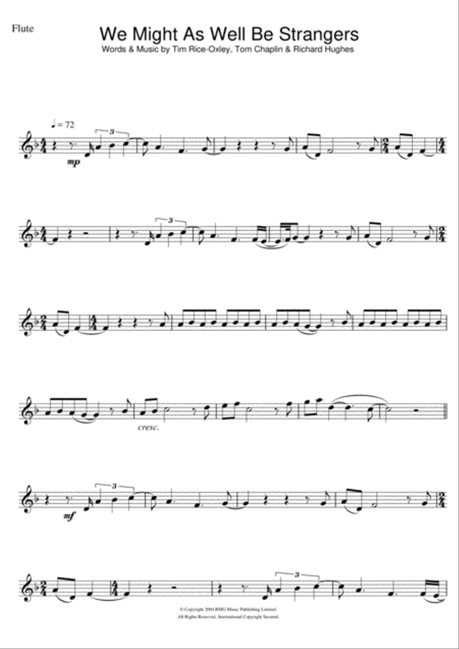 We Might As Well Be Strangers Flute Solo scores gallery preview page 1