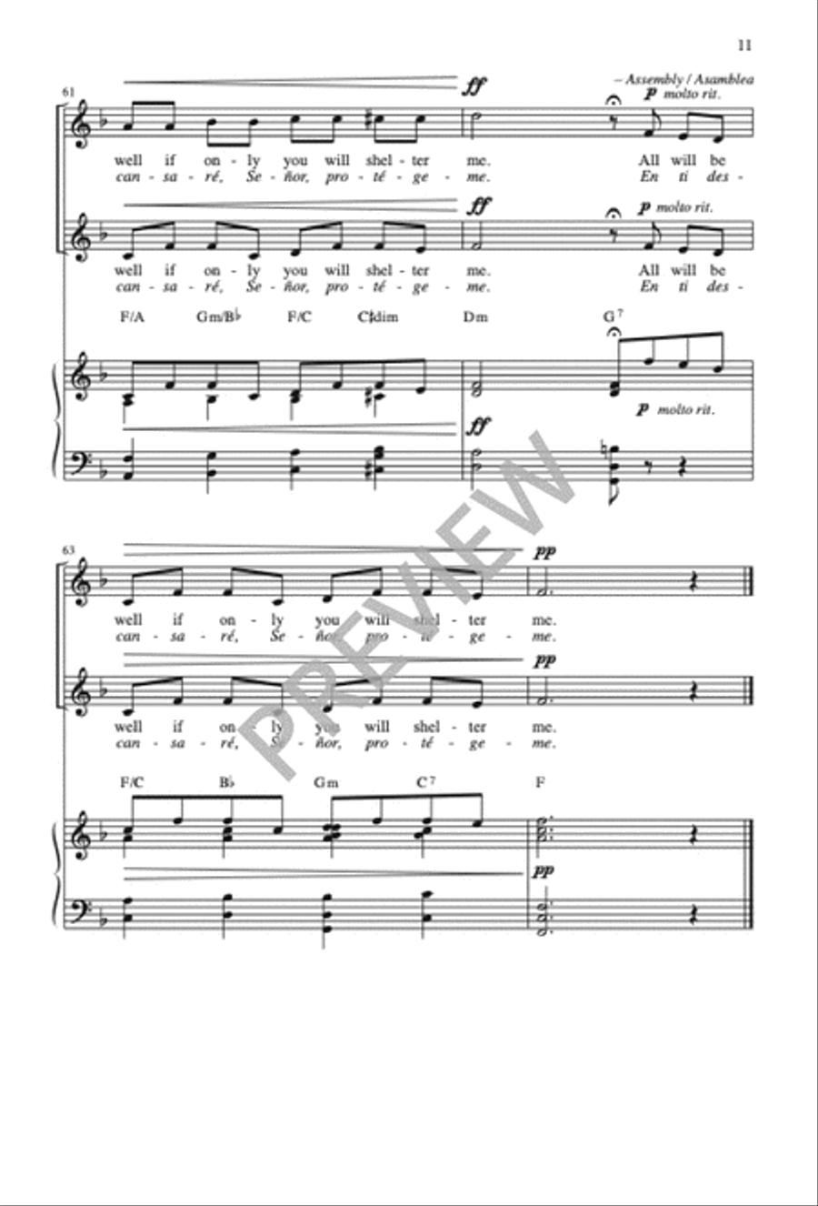 Shelter Me / Protégeme, Two-part edition 2-Part scores gallery preview page 12