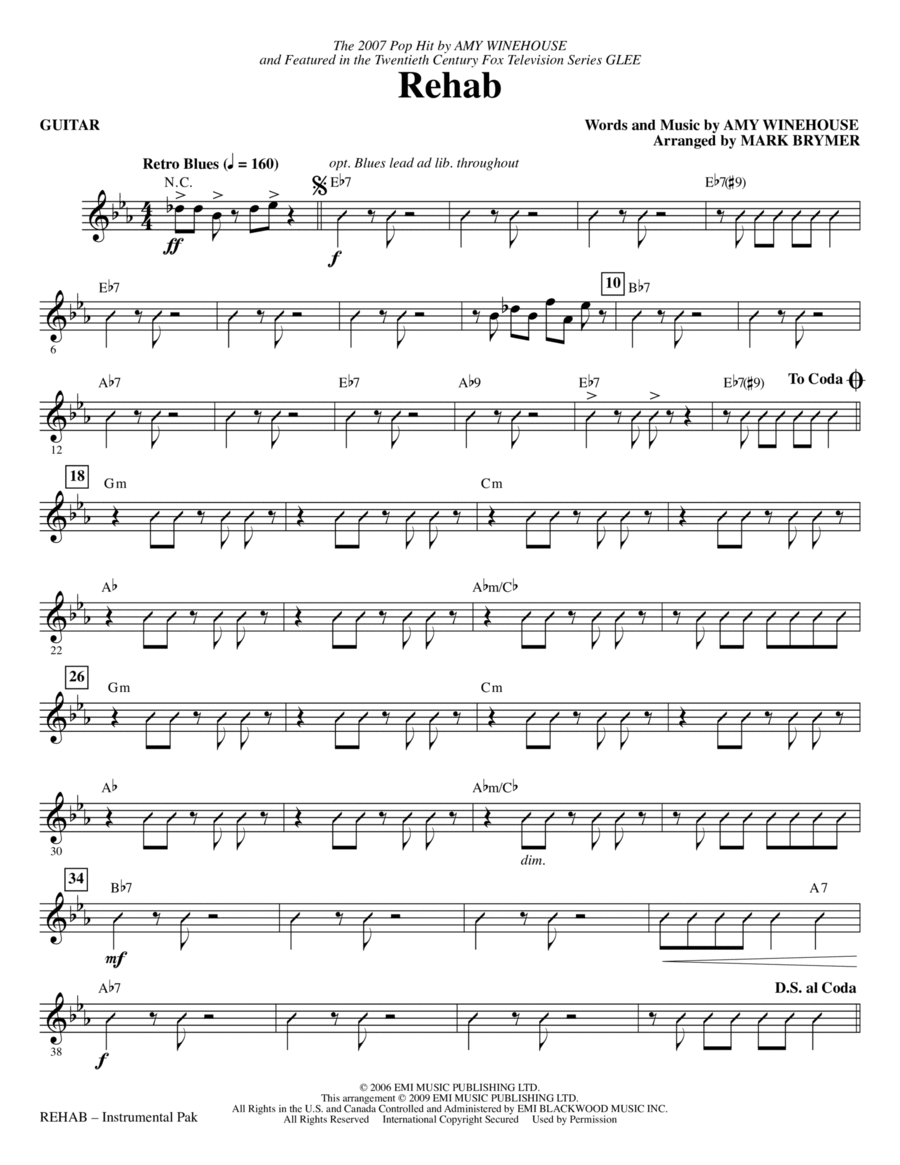 Rehab - Guitar Rehab - Guitar Choir scores gallery preview page 1