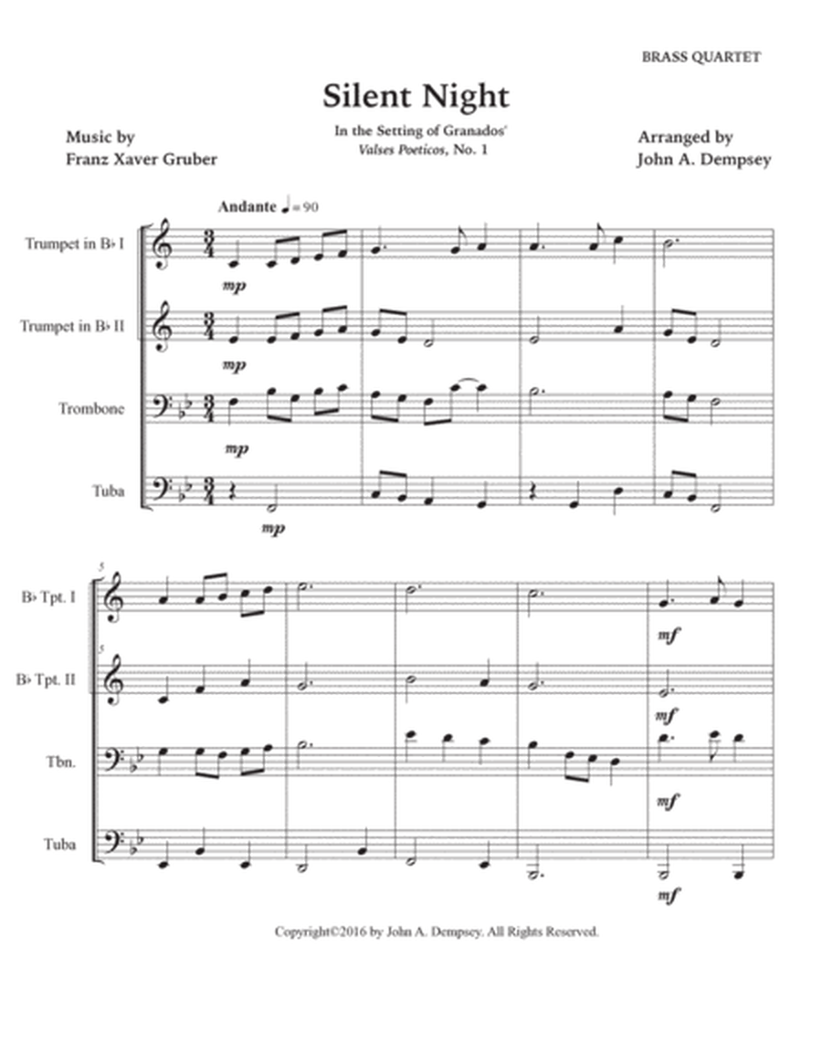 Silent Night (Brass Quartet): Two Trumpets, Trombone and Tuba image number null