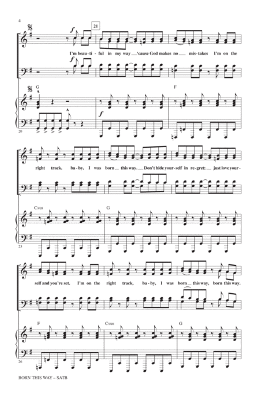 Born This Way 4-Part scores gallery preview page 3