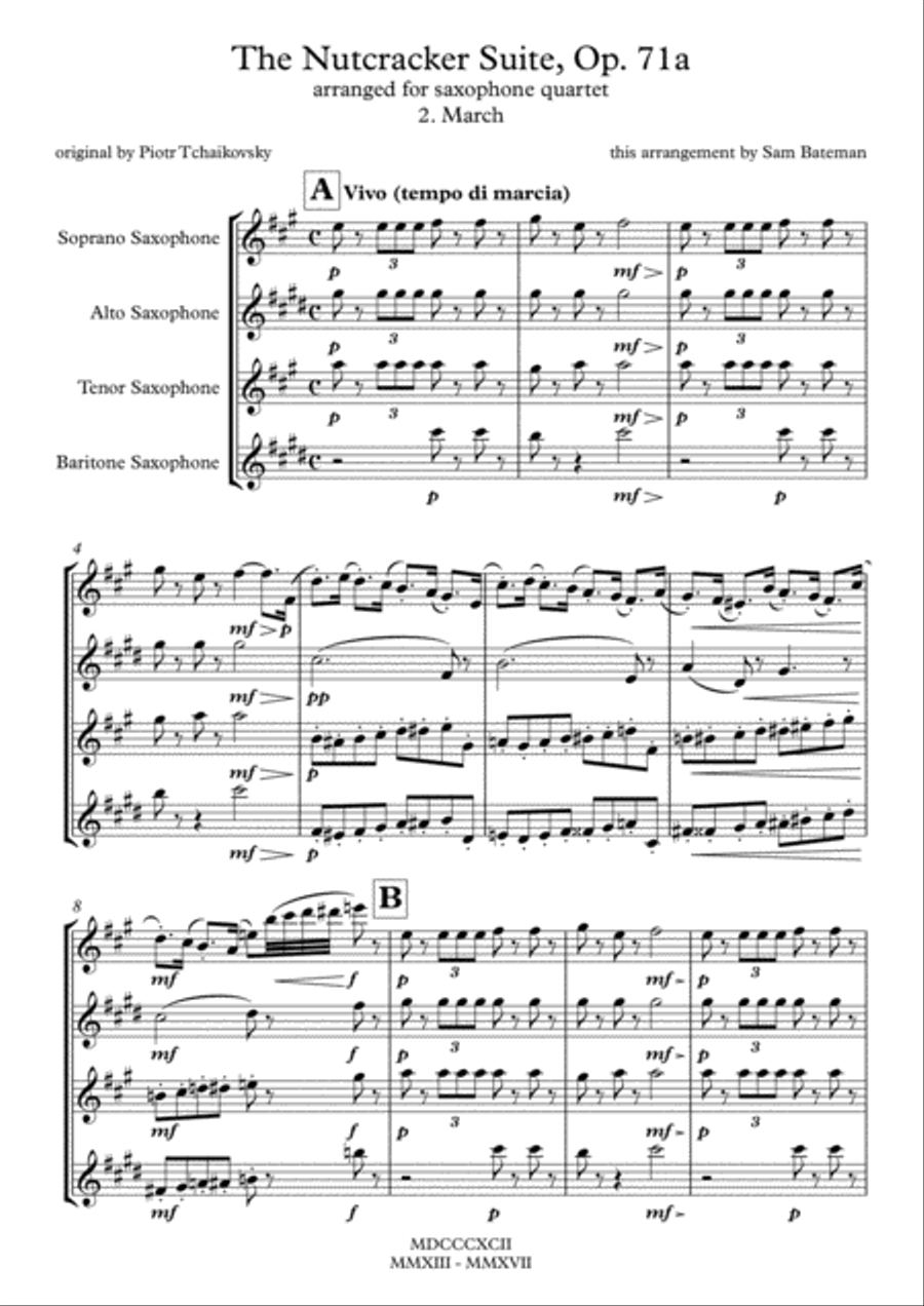 The Nutcracker Suite - 2. March Woodwind Quartet scores gallery preview page 1